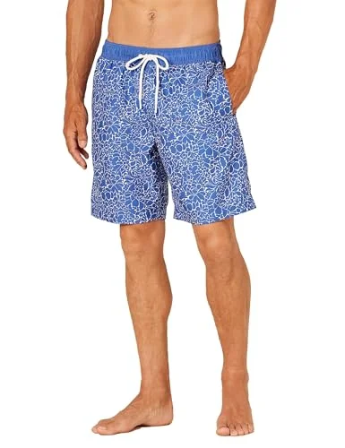 Amazon Essentials Herr 23 cm snabbtorkande badbyxor, marinblå vitmålad blommig, X Large 194223860487