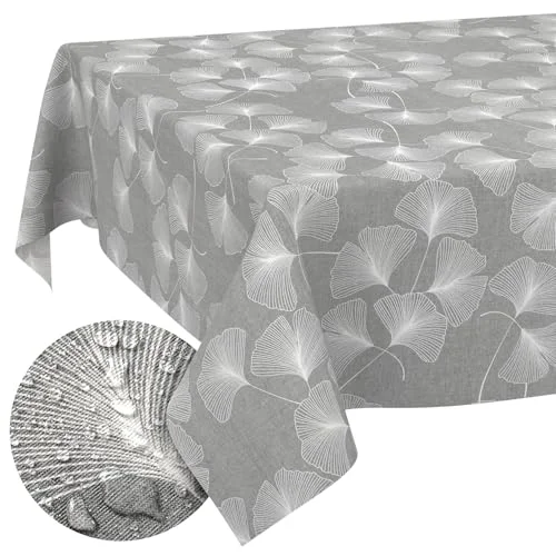 Tyg bordsduk bordslinne textilduk bomull polyestertyg tvättbar lättvårdad, i rund oval kantig maskros 100 x 140 cm skäregg 4059064847720