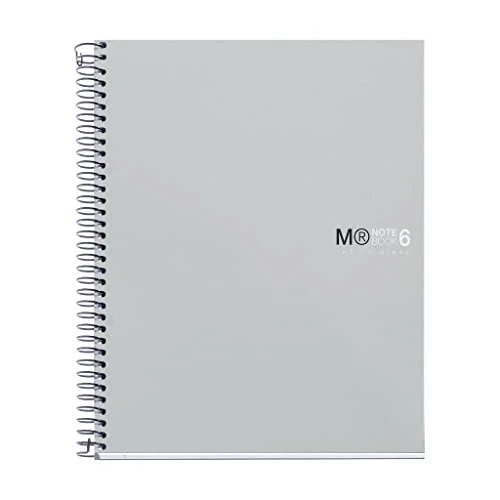 Miquelrius Anteckningsbok The Original, 6 färgade ränder, Ogenomskinligt polypropylen, A5 format (148 x 210 mm), 2 borrar, 150 ark 70 g/m ^, Horisontell randig 7 mm, Färg Grå 8422593422335