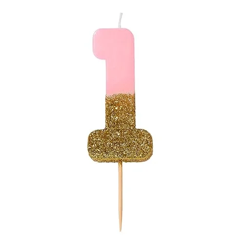 Talking Tables BDAY CANDLE 1 Födelsedagsljus, Rosa, Guld, 8 cm 636997278018