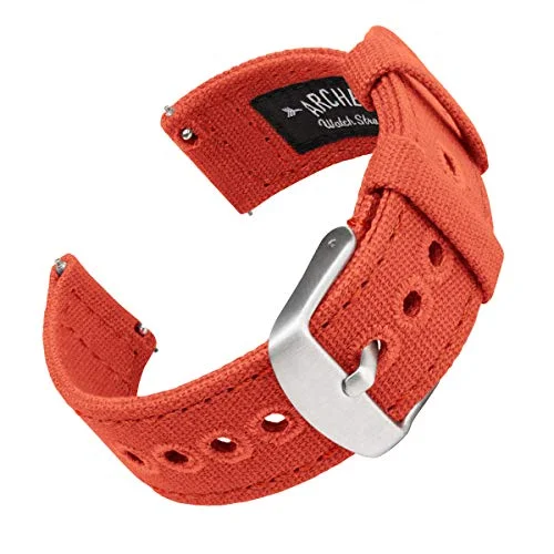 Archer Watch Straps Klockarmband i Canvas med Snabbkoppling (Tangelo Orange, 20mm) 810054472346
