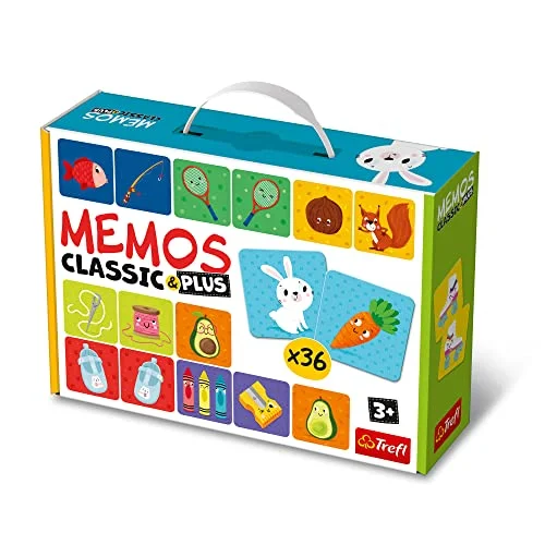 Trefl Memos Classic & Plus, Logic Pedagogiskt Minnesspel För Småbarn, Hitta Bildpar, Olika Sätt Att Spela, Klassiskt Barn Från 3 År Och Uppåt. 5900511022728