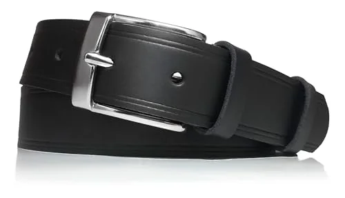 almela Bälte for herr läder 3cm bred 30mm blankt silverspänne herrbälte herrläderbälte läderbälte läderskärp Belts men Svart 115 5051179347309
