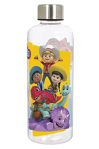 P:os 35127 Dino Ranch vattenflaska för barn, med lock i rostfritt stål, ca 500 ml kapacitet, läckagesäker, skola, sport och fritid 4043891351277
