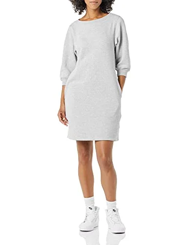 Amazon Essentials kvinnors fleece blus ärm rund hals sweatshirt klänning (finns i plusstorlek), grå ljung, X Large 195111707174