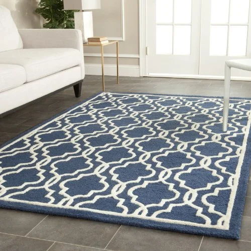 Safavieh Elle texturerad områdesmatta, handtuftad ullmatta, CAM131E 4 P 121 X 182 cm Navy/Ivory 683726765233