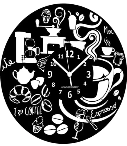 Instant Karma Clocks Väggklocka Espressokaffe Kaffe Barman Rostning Bakverk Restaurang Presentidé 8050030252209