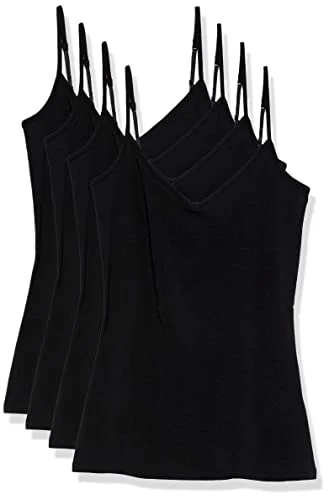 Amazon Essentials kvinnors slim fit stickad v ringad lager cami (finns i plusstorlek), paket med 4, svart, XX Large 196433794132