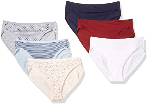 Amazon Essentials Women's Korta underkläder i bomull med höga ben (finns plusstorlek), Pack of 6, Coola färger/Varm, L 191770737729
