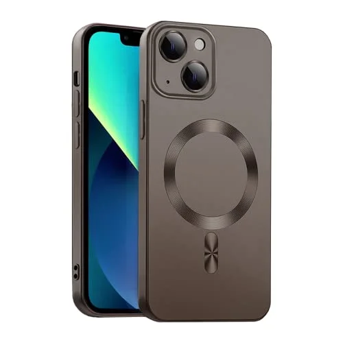 ICOVERI TPU Gel magnetfodral, Kompatibel med iPhone 14 Plus, Matt Metalliserad effekt, magsafe, skydd kameror, skärm, militär grad, Flexibel . (grafit) 8428728152498