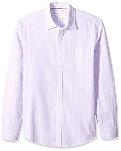 Amazon Essentials Herr Slim Fit långärmad poplin skjorta, lavendel vit dubbel rand, XX Large 191770245392