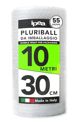 IPEA Pluriball för förpackning och leverans 10 meter x 30 cm rulle Tillverkad i Italien Luftbubblor skydd, fyllning, med föremål transporten Anti rivning stötsäker 8059692501793