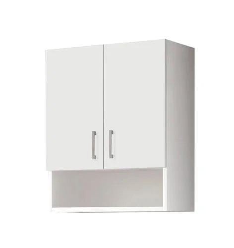 Mama Store dubbelväggskåp matt med dagligt fack L 60 cm x D 71, glas tekniskt trä, vitångat, L. 59 P. 22 H. 71 8023416713533