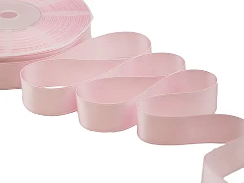 Furlanis Dubbelsidigt satinband, Italienskt tyg Baby rosa, 25 mm x 50 m 8027335405111