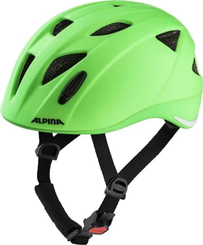 ALPINA XIMO L.E. Lätt, säker och okrossbar cykelhjälm med valfri LED lampa för barn, grön matt, 4549 cm 4003692281449