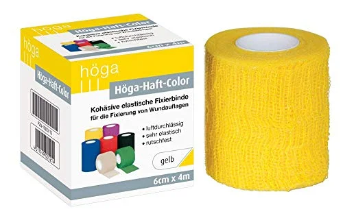 Höga häftklammerfärg gul 6 cm x 4 m töjd, kohäsive (självhäftande) elastisk fast binde, 2 pack (2 1 styck) 4017949005214