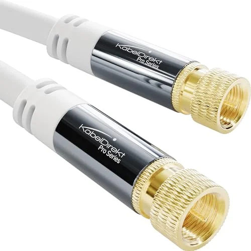 KabelDirekt Sat Kabel, Antennkabel, Koaxialkabel 12,5m 4K TV Kabel med F kontakt i metall Finns 0,5 30m (för radio/TV, DVB T, C, S/DVB S2, internet, vit) 4260538854773