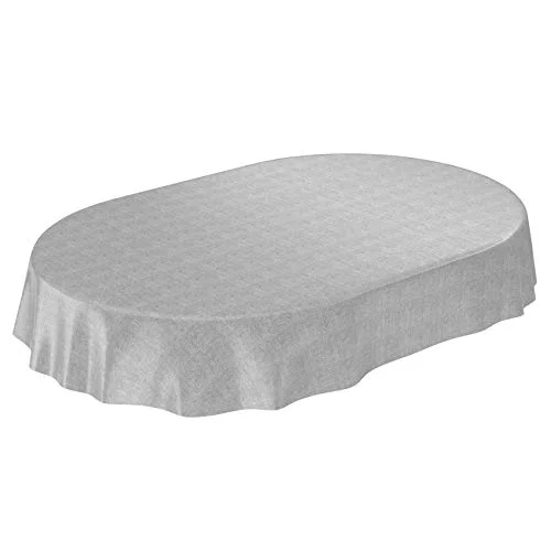 ANRO vaxduk bordsduk grå linneutseende oval 220 x 140 cm 4059064216496