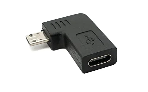 SYSTEM S USB 3.1 adapter typ C uttag till 2.0 micro B kontakt vinkel kabel i svart 4251926680524