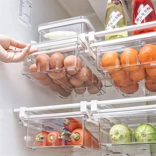 (1 låda Medium) Förvaringslåda för kylskåp Transparent Mat Kylskåpshylla Förvaringslåda Under 1,5 cm SZD117-38288F
