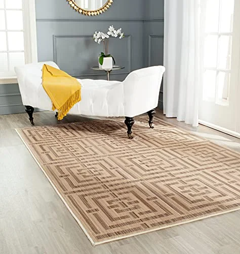 Safavieh Mendoza områdesmatta, vävd polyestermatta i ljusbrun/brun, 154 x 228 cm 683726608523