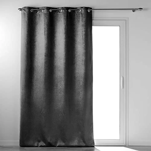 mjukhet i interiören, öljettgardiner 135 x 240 cm antracit, ockult sammet slagen, Anthea 3574386113731