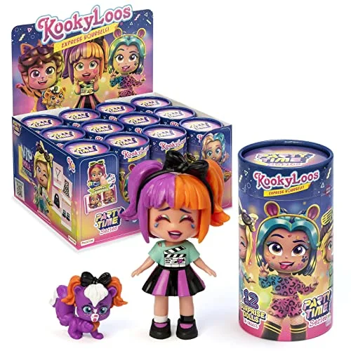 KOOKYLOOS Party Time Series Komplett samling av KookyLoos.Dockor Överraskning Collectible med Mode Accessoarer, Kläder, Skor och Leksaker 3 Roliga uttryck.Innehåller hela kollektionen 8431618018453