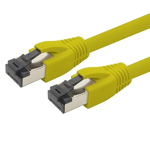 1aTTack.de 3,0 m katt 8 nätverkskabel CAT8 kabel gul 1 styck Cat.8 Lan 2000 Mhz 40 Gbit s 40GBase T Poe+ patchkabel Ethernet LSZH x 3 meter 4250344819998