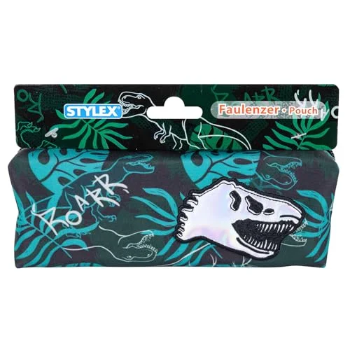 Stylex Skrivpapper gmbh 47093 Faulenzer pennfodral med dino design, 3D applikation och dragkedja, ca 20 x 7 cm, flerfärgad 4044186470932