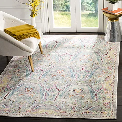 Rektangulär metro mode vävd innermatta, mystisk kollektion, MYS925, i grå/ljusblå, 91 x 152 cm för vardagsrum, sovrum eller någon annan inredning av SAFAVIEH. 889048306516