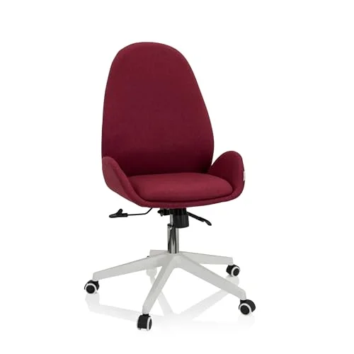 hjh OFFICE 729435 Skrivbordsstol AVEA I Fabric Red Höjningsbar stol med högt ergonomiskt ryggstöd 4064323023104