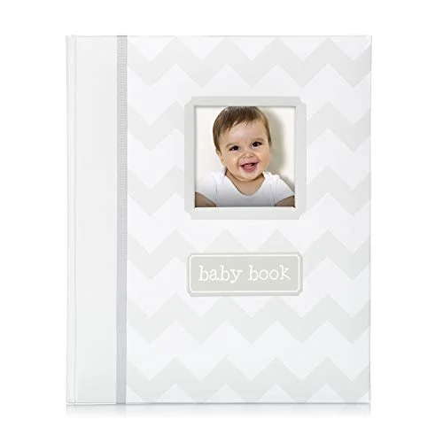 Little Pear Chevron Baby Book, Keepsake, Memory Girl eller Boy Photo Album Gender Neutral, Grå 698904120049