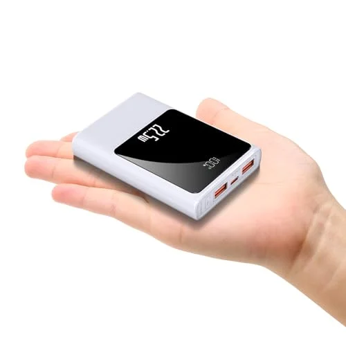 10000mAh Liten Power Bank Snabbladdning 22,5W Mini USB C Bärbar laddare med Batteripaket Kompakt Extern Batteribank för iPhone Uppvärmd Gilet Väst Jacka Scarf (Vit) 5074021279658