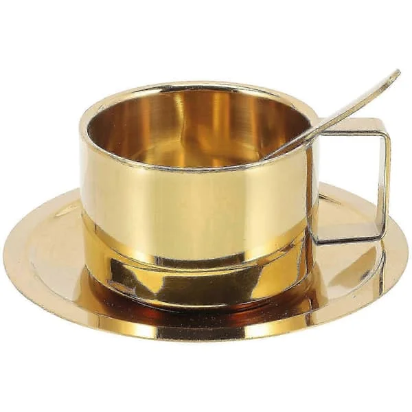 1 set Kaffemugg Rostfritt Stål Kaffemugg Kopp Sked Fat Kontorskopp Fy07-Fr-MY4006515