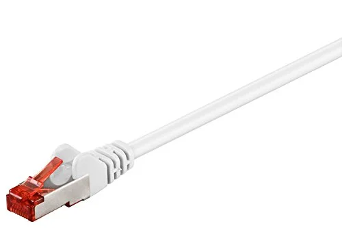 Goobay 92758 CAT 6 kabel Lan nätverkskabel för Gigabit Ethernet S FTP dubbel skärmad patchkabel med RJ45 kontakt, 1,5 m, vit 4040849927584