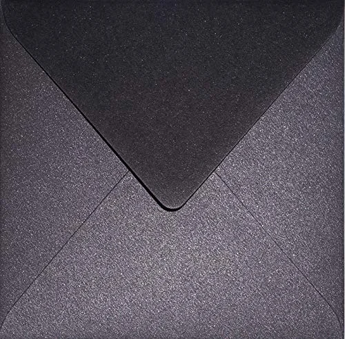 100 pärlemor svart fyrkantiga kuvert utan fönster 153 x mm Aster Metallic Black Cooper spetsklaff glansiga pärlglans metalliskt glänsande metallisk effekt 5902767823265