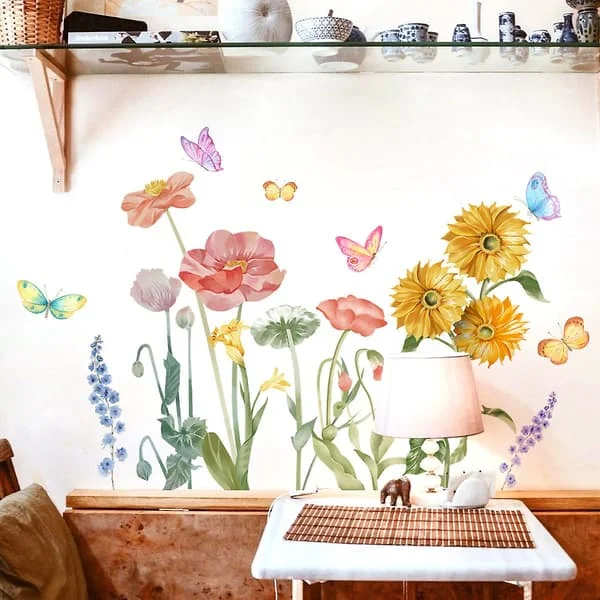 1 set blommor väggklistermärke akvarell blommig skal och klistra väggkonst dekaler för vardagsrum sovrum TV-bakgrund BAPQ-71936 1 set blommor väggklistermärke akvarell blommig skal och klistra väggkonst dekaler för vardagsrum sovrum TV-bakgrund BAPQ-71936