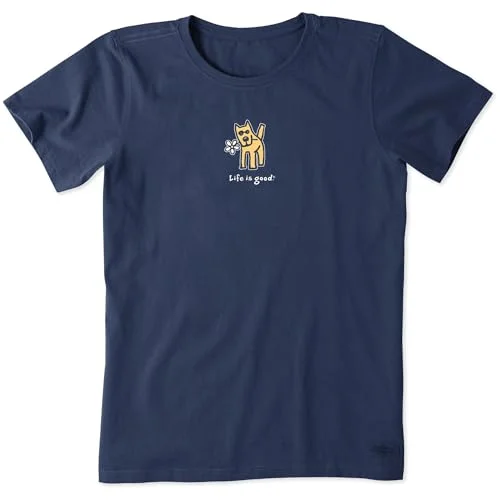 Life Is Good damer vintage krossare grafik t shirt raket med tusensköna shirt, Djup mörkblå, M 192792232469