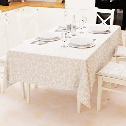 PETTI Artigiani Italiani Bordsduk, Köksduk Av Bomull Grå Järnmönster X12 Platser (140 x 240 cm) 100% Tillverkad i Italien 5056411137083