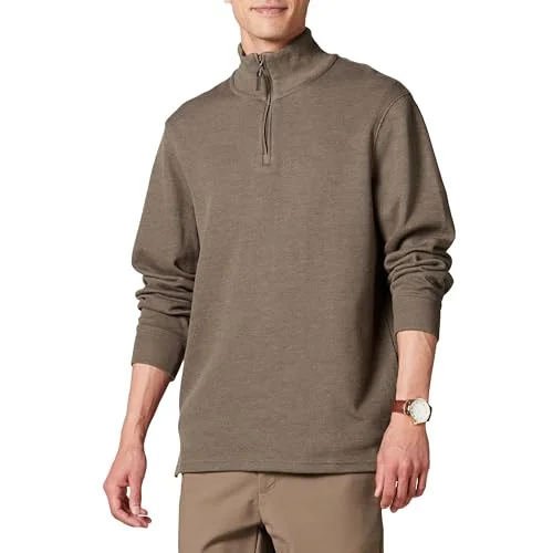 Amazon Essentials Herr kvarts dragkedja fransk ribbtröja, brun ljung, medium 195111039633