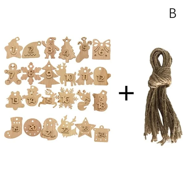 1-24 siffror Nedräkning jul adventskalender trähänge B CE06-45987