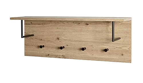 HAKU Möbel Väggklädhängare ek, svart, MDF, metall Storlek: B 80 cm x H 30 D 20 cm, Stil: Modern 4001070371478