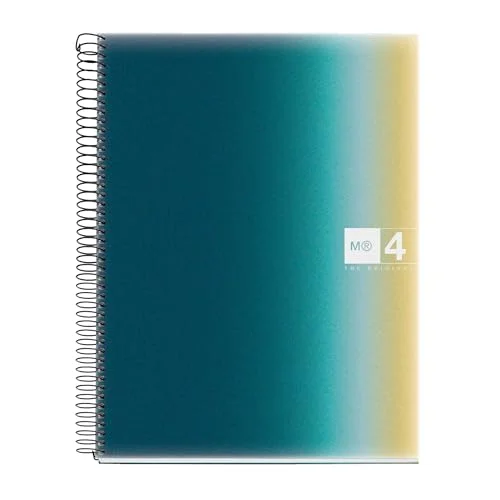 Miquelrius A4 anteckningsbok, linjerat rutnät 5 mm, 120 ark på 70 g/m², 4 färgade ränder, mikroperforerad spiral, polypropylenskydd, borrar Aurora Iceland Notebook 8422593040843