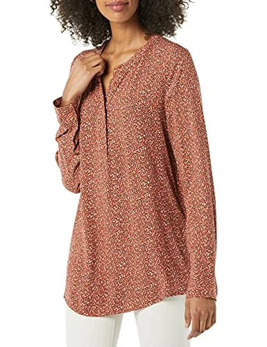 Amazon Essentials långärmad vävd blus, rost leopardtryck, Small 195111731186