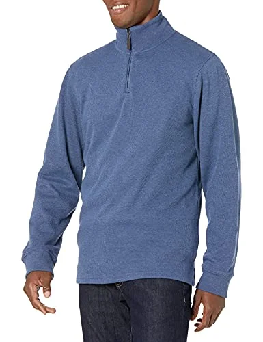 Amazon Essentials Herr kvarts dragkedja fransk ribbad tröja, blå ljung, L 193548625443