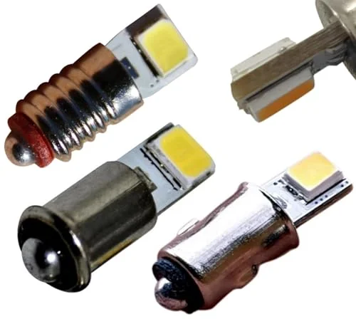 9 x LED-lampor 1024 V MS4/BA5S/E5,5-sockel vit modellbana volt glödlampa AC DC vid ca 30 lumen (varmvit, MS4) 4262401851490