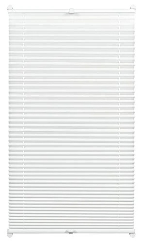 GARDINIA plisségardin att klämma fast, ogenomskinlig plisserad rullgardin, Alla monteringsdelar ingår, EASYFIX fastspänd med 2 manöverskenor, Vit, 90 x 130 cm (BxH) 4003018279044