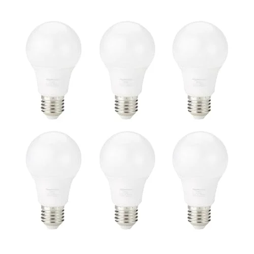Amazon Basics LED lampa, 6 st., med E27 edisongänga, 8 W (motsvarar 60 W) varmvit, ej dimbar 840324400816