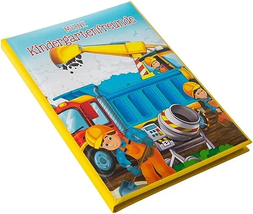 goldbuch 43 216 Kita kompisbok byggarbetsplats, DIN A5, vänskapsbok för fyllning, minnesbok med vänner, anteckningsbok 88 illustrerade sidor, omslag konsttryck, flerfärgad 4009835432167