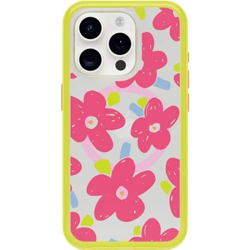 OtterBox Symmetry Clear Magsafe skal för Apple iPhone 15 Pro, stöttåligt, fallsäkert, skyddande tunt skal, testad till militärstandard x3, Whimsy Bloom 840304763580